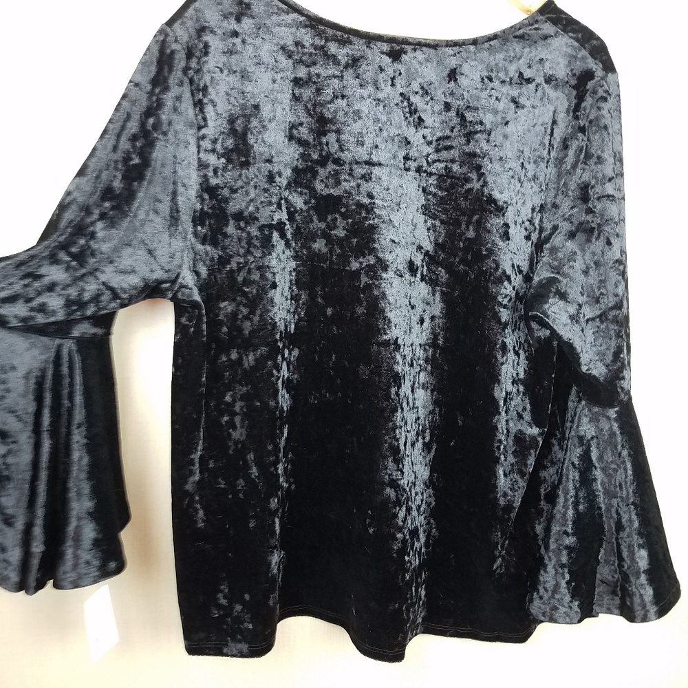Valerie Stevens Crushed Velvet Bell Sleeve Blouse - Picture 3 of 6